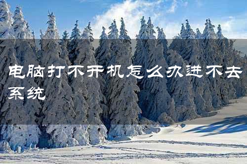 电脑打不开机怎么办进不去系统